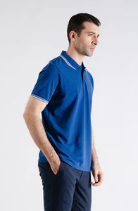 Camiseta de Manga Corta para Hombre, Corte Ajustado, Tejida, Antiencogimiento, Secado Rápido, Casual, Azul, 100% Algodón, Transpirable, Cómoda, para Verano, OEM - Product Image 4