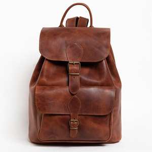 Sac à dos en cuir véritable anti-vol unisexe pour voyage d'affaires Logo personnalisé Design vintage fermeture éclair imperméable Simple - Product Image 2