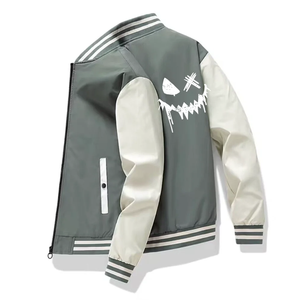 Chaqueta de béisbol de algodón personalizada unisex para hombre, informal, estilo Letterman dividido, cosido personalizado, nombre, número, colocación de logotipo frontal - Product Image 1