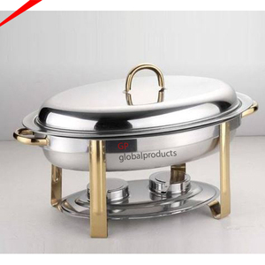 Plato de chafado dorado de metal de diseño real para buffet, calentador de comida para fiesta y boda - Product Image 2