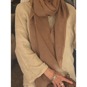 Écharpe longue respirante en lin et fourrure pour femme Mushroom 75x200cm - Product Image 1