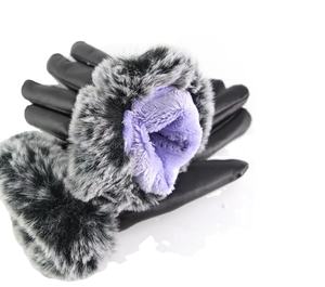 Gants d'hiver en fourrure de mouton pour hommes, en cuir de mouton véritable, à doigts complets, pour moto, coupe-vent, doublés de fourrure de mouton, vente en gros - Product Image 5