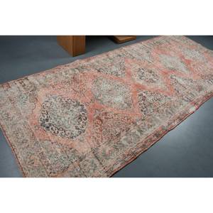 Alfombra turca Vintage naranja y Beige de 49x115 pies, patrón de pasillo rectangular clásico, lana, viscosa, poliéster, respaldo de látex para la vida - Product Image 2