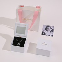 Boîte d'emballage de bijoux avec logo personnalisé, design élégant, coffret cadeau pour collier, bague, boucles d'oreilles, boîtes d'emballage en papier, boîtes écologiques