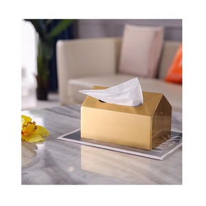 ชุดกล่องกระดาษทิชชู่2ชิ้นขนาดแตกต่างกันกล่องกระดาษทิชชู่สแตนเลสสีโรสโกลด์สำหรับตกแต่งบนโต๊ะอาหาร - Product Image 4