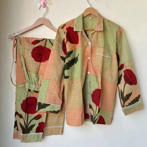 ชุดนอนผู้หญิงพิมพ์ลายอินเทรนด์ชุดนอนชุดนอนผ้าฝ้ายพิมพ์ลาย - Product Image 4