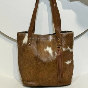 2024 nueva moda pelo en cuero de vaca bolso de mano occidental gran oferta bolso de hombro elegante bolso de compras de lujo para uso de mujeres - Product Image 2