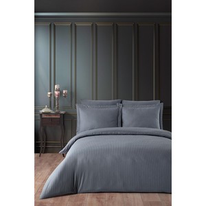 Juego de Funda Nórdica de Algodón Egipcio Varol, Técnica de Tejido Satinado a Rayas, 4 Piezas - Ropa de Cama de Algodón Suave y Brillante para el Hogar - Product Image 1