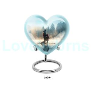 Urna conmemorativa de cremación de corazón de pesca al atardecer de la mejor calidad para cenizas de adultos, urna decorativa de corazón grande con soporte y bolsa gratis - Product Image 5