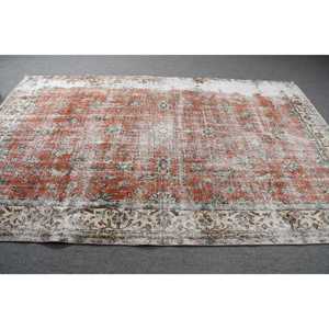 6.5x9.7 ft Rug, Turkish Rug, Vintage <b>Red</b> <b>Wool</b> Floral Rug - Product Image 4