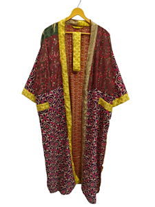 Patchwork soie peignoir Bikini couvrir luxe été Kimono Bikini couvrir, vêtements de nuit longue Robe, - Product Image 6