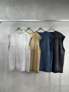 Débardeur Homme Personnalisé avec Logo, Effet Délavé, Coupe Oversize, 100% Coton, Sans Manches, pour Gym, Entraînement, Fitness, Tricoté, Haute Qualité, OEM - Product Image 4