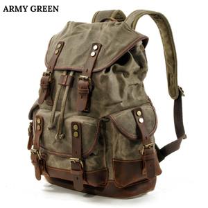 Leather Canvas <b>Backpack</b> Premium Quality Luxury Eco-Friendly Large Capacity Travel Hiking School <b>Laptop</b> Rucksack Manufacturer - Product Image 2