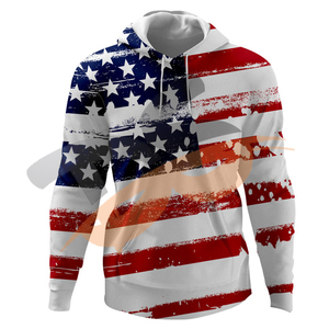 Sudaderas con capucha transpirables de sublimación con estampado 3D de bandera americana para hombre - Product Image 1