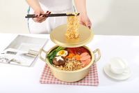 Casserole et marmite à ramen coréennes écologiques en aluminium jaune antiadhésives, compatibles lave-vaisselle et four