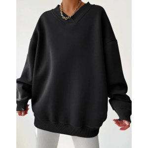 Sweat-shirt à capuche oversize pour femme, tendance 2025, en coton décontracté, col rond, épaules tombantes, style vintage, en molleton français, longueur longue - Product Image 2