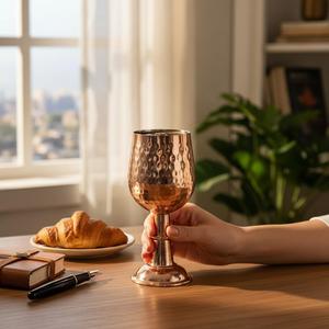 Verre à vin classique et de luxe en cuivre Mino, gobelet moderne en métal et plastique, verre à eau en cristal pour hôtel, restaurant, cadeau - Product Image 1