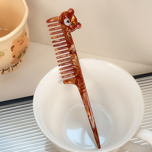 SHE SHARES dessin animé ours peigne à cheveux mignon longue poignée <span class=keywords><strong>brosse</strong></span> à lisser outil de soin des cheveux Portable pour les filles et les étudiants - Product Image 4