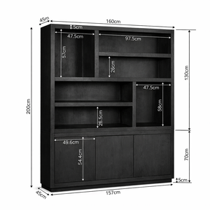 Mimosa Solid Wood Display Cabinet Black Finish | Industrial Retail Storage Shelving Unit | Handmade Modern Furniture - Product Image 5