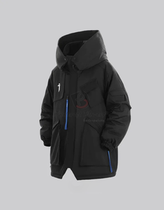 Veste pour hommes en laine de haute qualité Tech Wear Logo personnalisé imprimé imperméable à l'eau Street Running Style poche à capuche col en gros - Product Image 5