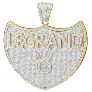 Colgante de Plata de Ley con Moissanita Blanca/Amarilla de Corte Brillante Natural Personalizado, Amuleto de Fiesta del Zodíaco Tauro Legrand para Hombre - Product Image 1