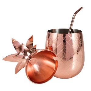 Stainless Steel Pineapple <b>Tumbler</b> Copper Mug Gold Drinkware Metal Cocktail Glasses Cups Metal - Product Image 5