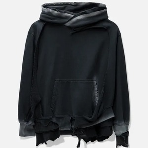 Sudadera con capucha personalizada Fabricante Lavado ácido casual sólido sudaderas con capucha de punto para mujer Oversized Distressed Vintage Graphic Pullover Hoodie - Product Image 1
