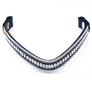 สายรัดหน้าผากม้าแบบห้าแถว ยี่ห้อ ADEEFA คุณภาพสูง ขายดี ดีไซน์สวยงาม คริสตัลใส ทนทาน ทำจากหนังแท้ ปรับขนาดได้ - Product Image 2