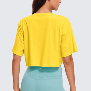 Camisetas de media manga de algodón transpirable ligero nueva moda Casual manga corta Algodón ligero mujeres Crop Top camiseta - Product Image 2