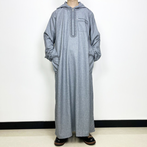 Nouvelle conception Jubba Vêtement <span class=keywords><strong>arabe</strong></span> islamique Robe à rayures Motif brodé <span class=keywords><strong>Chemise</strong></span> longue avec capuche Style marocain pour hommes - Product Image 2
