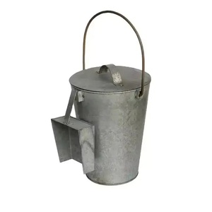 Trending Galvanized Iron round Trash <b>Bin</b> Outdoor and Indoor Metal <b>Waste</b> Holder with Handle and Lid - Product Image 5