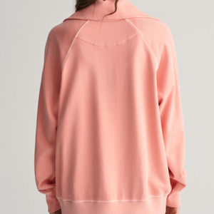 Mujeres Sun Faded Half Zip Sudadera Fleece Comfort cut High Zip Collar Puños acanalados y dobladillo Color Algodón Sudadera de alta calidad - Product Image 4