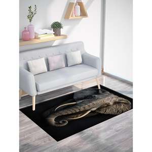 Alfombra Moderna con Estampado de Elefante Negro para Entrada, Cocina, Pasillo Interior, Alfombra de Terciopelo - Product Image 5