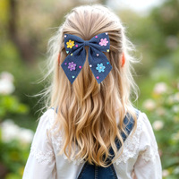 Vente en gros Nouveaux accessoires pour cheveux en denim style coréen Unisexe Rétro en tissu jean Pince à cheveux petite fleur faite à la main Nœud vieilli Ec...
