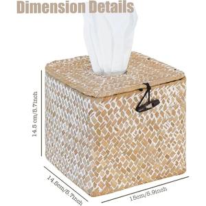 กล่องใส่กระดาษทิชชูสานจากหญ้าทะเล กล่องเก็บของทำมือ เป็นมิตรกับสิ่งแวดล้อม ของตกแต่งบ้านจากธรรมชาติ ขายส่งจากเวียดนาม - Product Image 4