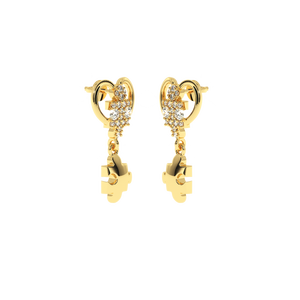 AJRETAIL Boucles d'oreilles uniques en or blanc Puzzle Heart Drop Diamond 0.17 CT Natural HI Color VS-SI Clarity Gift Jewelry - Product Image 5