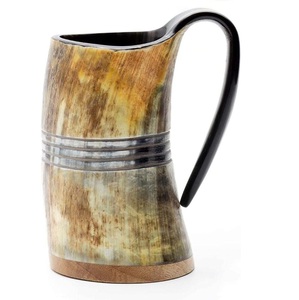 Jarra de Cerveza de Cuerno de Buey Natural, Ecológica, Hecha a Mano, Estilo Vikingo, Diseño Religioso de Animales - Product Image 2