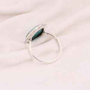 Bague de mariage de luxe en argent sterling avec agate de Kingman, bijoux artisanaux bohèmes du sud-ouest, bague en pierre précieuse faite à la main, cadeau unique pour elle - Product Image 6