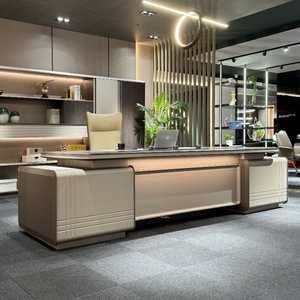 Modern Luxury Executive <b>Desk</b> High Gloss <b>Large</b> Office Table Eco Friendly Wooden Boss Director Studio Workstation Furniture Set - Product Image 5