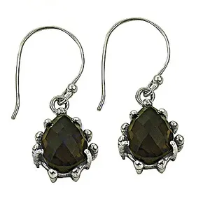 ต่างหูห้อยประดับควอตซ์สโมกกี้ ชุบทอง 18K เงินแท้ 925 สำหรับผู้หญิง เครื่องประดับงานแต่งงาน ประดับมุกและเพชรเป็นหินหลัก - Product Image 2