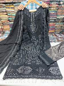 Meilleure vente 2022 femmes 3 pièces en soie cousue Salwar Kameez dernière robe de soirée dernière collection - Product Image 4