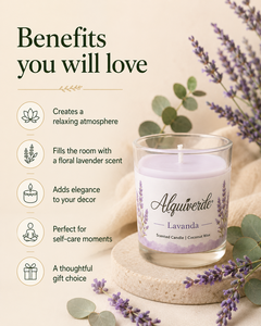 Lavender Scented <b>Candle</b> <b>Coconut</b> Wax Glass Jar Fragrance <b>Candle</b> Floral Home Decor Gift - Product Image 1