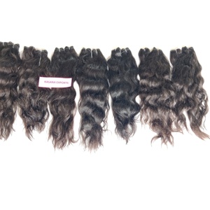 Máquina de doble trama de onda profunda que teje Color Natural Templo indio Paquete virgen Procesamiento crudo Ninguna cutícula alineada Cabello humano - Product Image 2