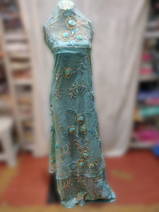 2026 Latest Collection Nigerian George Wrapper With Abstract Pattern And Intricate Exclusive Stone Work On Silk Taffeta <b>Fabric</b> - Product Image 4