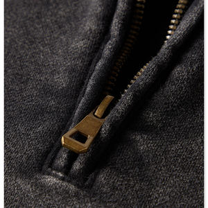 Sudadera Corta BE385HZ de Moda con Cuello Camisero y Media Cremallera, Estilo Vintage, 385GSM, para Mujer, Lisa, Holgada, Personalizable, con Cremallera, Premium - Product Image 3