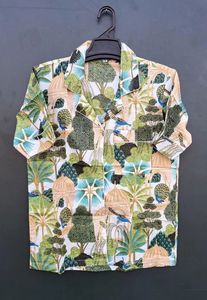 Jungle imprimé coton bio Robe ensemble femmes décontracté été court vêtements de nuit confortable tissé tissu doux cordon fermeture - Product Image 4