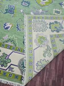 พรมพรมสีเขียวเบจโทนสีเขียวสวยแบบตุรกีพรมขนสัตว์ทำด้วยมือโบราณพรมสำหรับห้องนอนห้องนั่งเล่น9x12 - Product Image 3