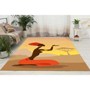 Alfombra con Estampado de Mujer Africana - Alfombra Étnica de Mujer, Alfombra de Terciopelo de Lujo - Product Image 1