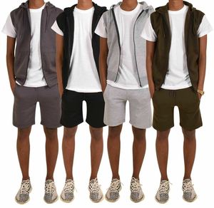 High Quality 100% Cotton <b>Blank</b> Custom Hoodiie Set Heavy <b>Weight</b> Hoodie and Shorts Set Men - Product Image 1