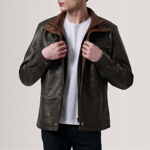 Sean Brown Genuine Leather Classic <b>Jacket</b> <b>Sheepskin</b> Lambskin Casual Street Style Zippered Closure Vintage Size XS Water Proof - Product Image 1